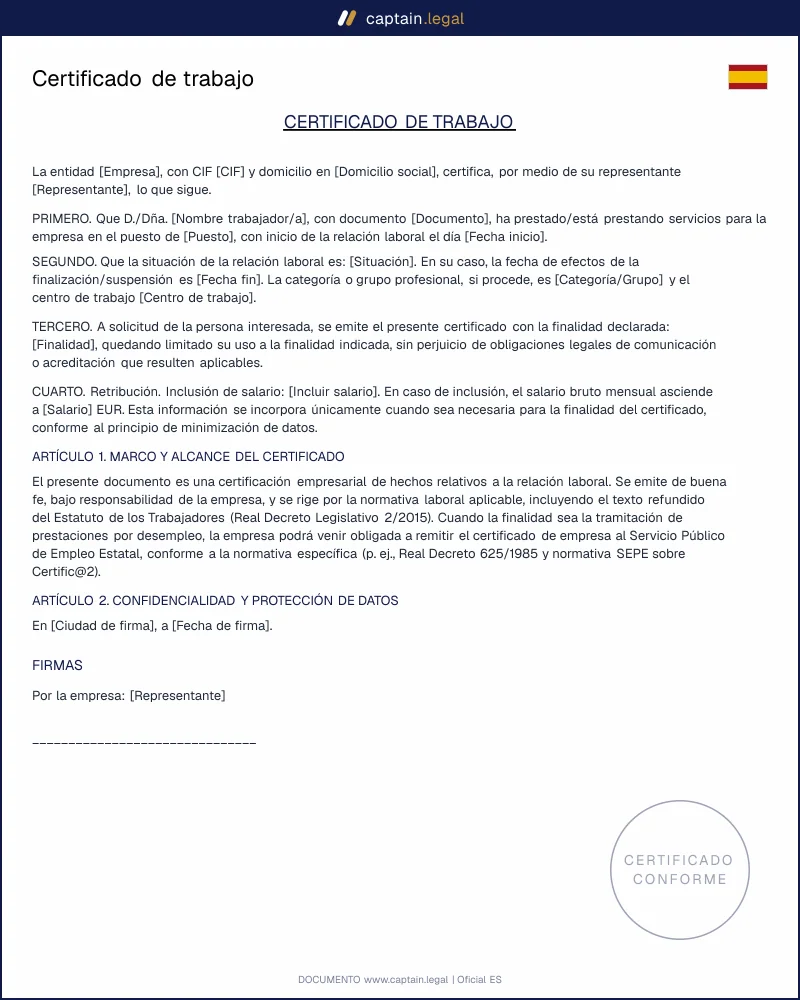 Certificado de trabajo en España: obligaciones legales