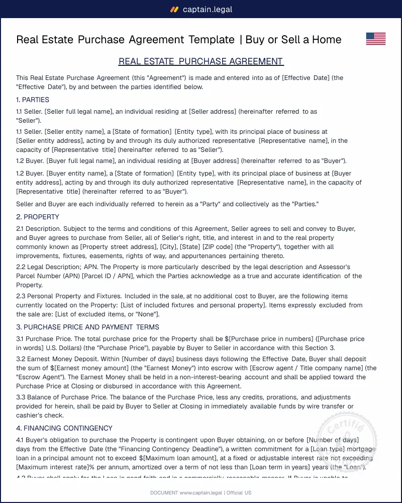 Purchase Agreement Template | PDF & Word | All 50 States