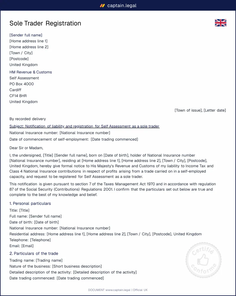 Sole Trader Registration UK | Companies Act 2006 & HMRC Compliant