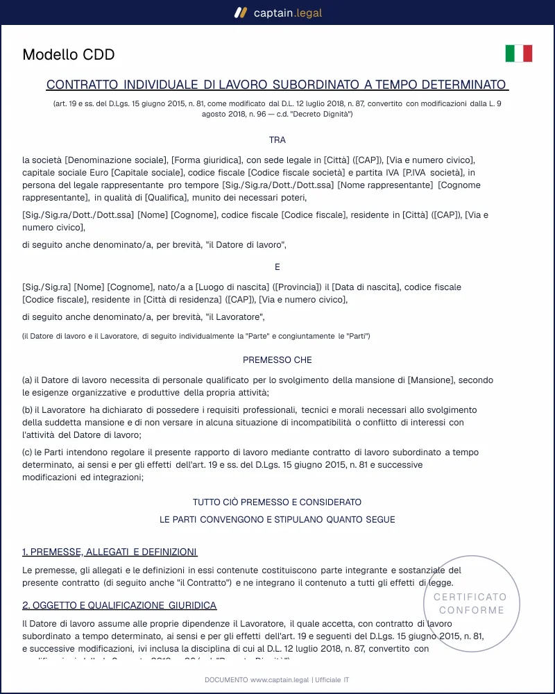 Modello CDD: contratto a termine con causali aggiornate