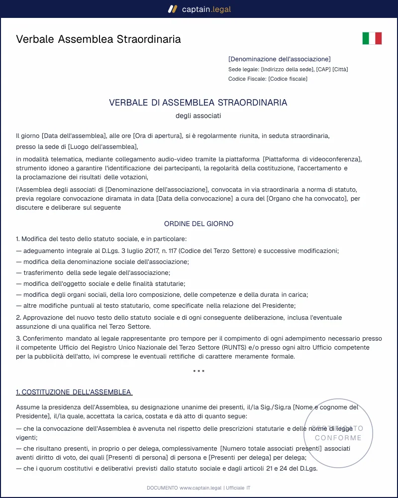 Modifica Statuto Associazione: Verbale Pronto al RUNTS