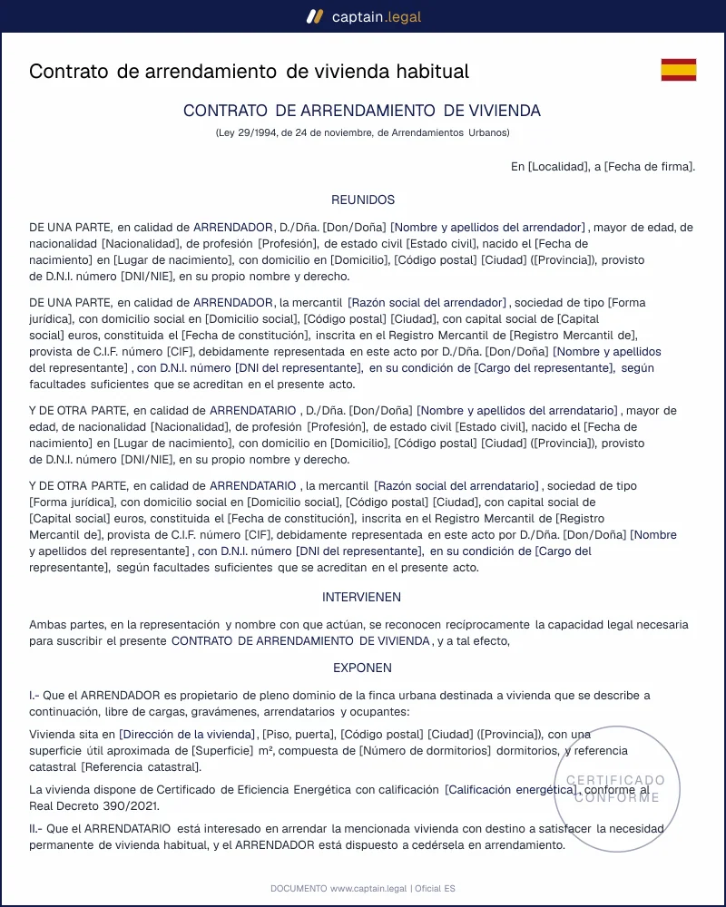 Contrato de alquiler de vivienda habitual: modelo oficial 2026