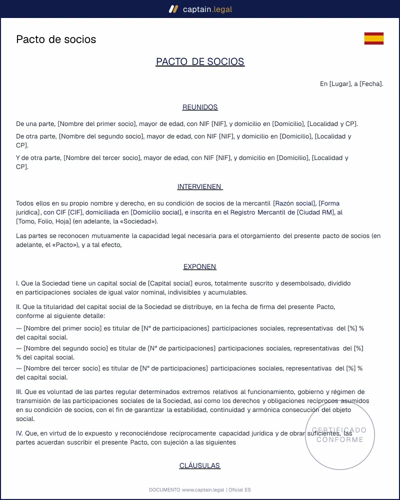 Pacto de socios conforme a la LSC