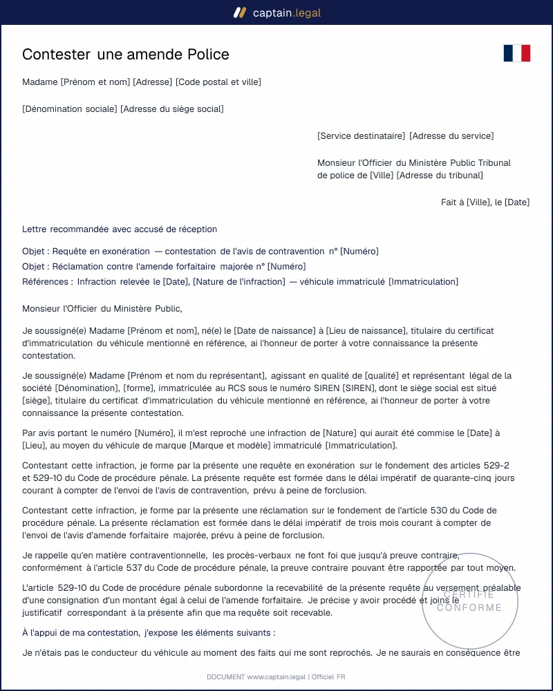 Contester une amende Police (municipale & nationale)