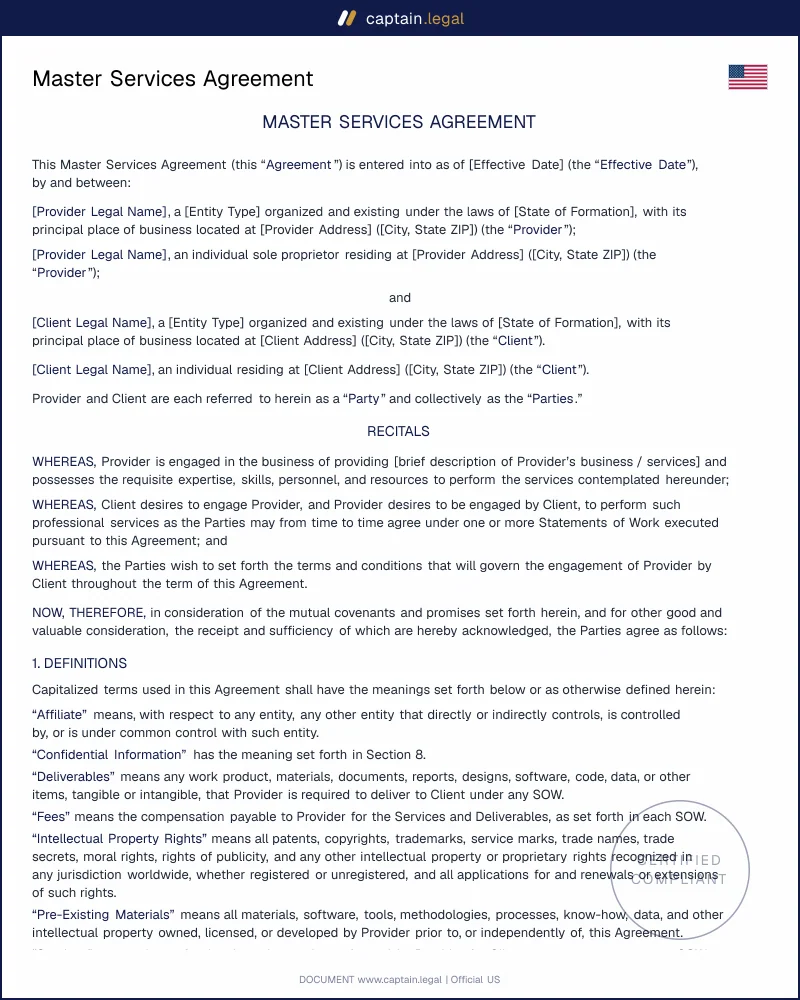 MSA Template for Agencies & Consultants — Word, PDF, SOW Ready