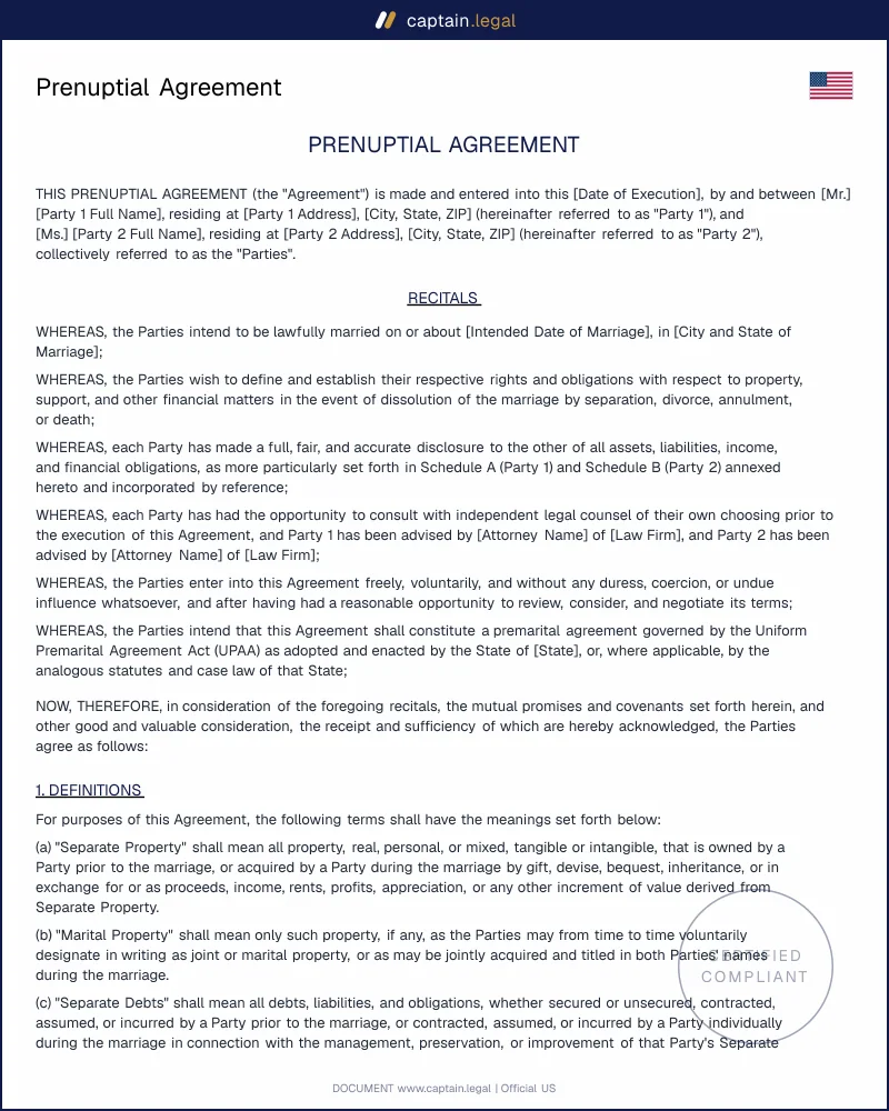 Prenuptial Agreement: Protect Assets Before Marriage | All 50 States