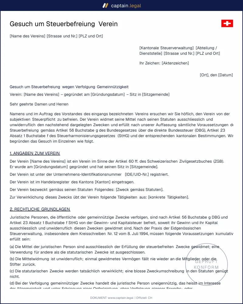 Verein steuerbefreien: Musterbrief an Steuerverwaltung