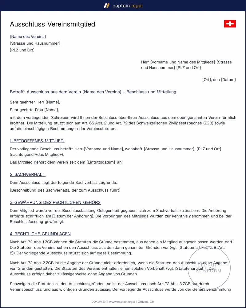 Vereinsmitglied ausschliessen ohne Formfehler & Risiko