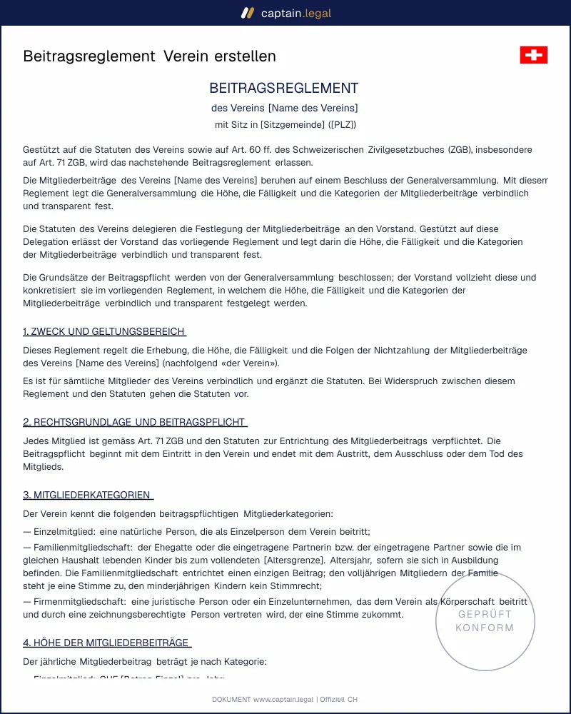Beitragsreglement Verein: Beiträge klar regeln