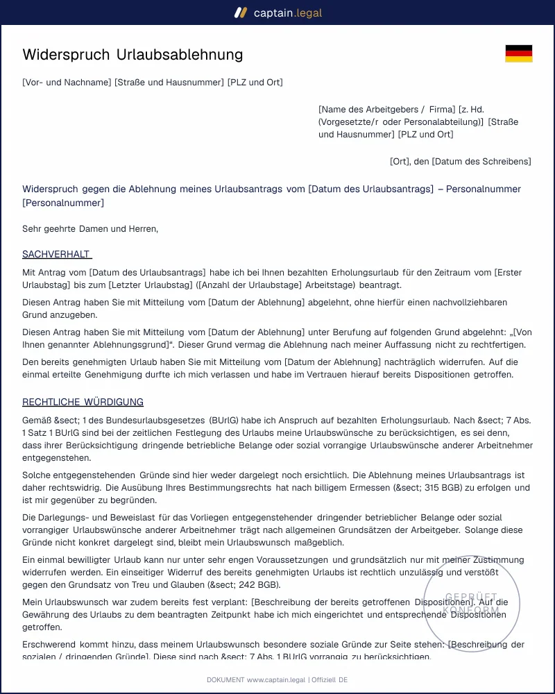 Urlaubsantrag abgelehnt? So legen Sie Widerspruch ein