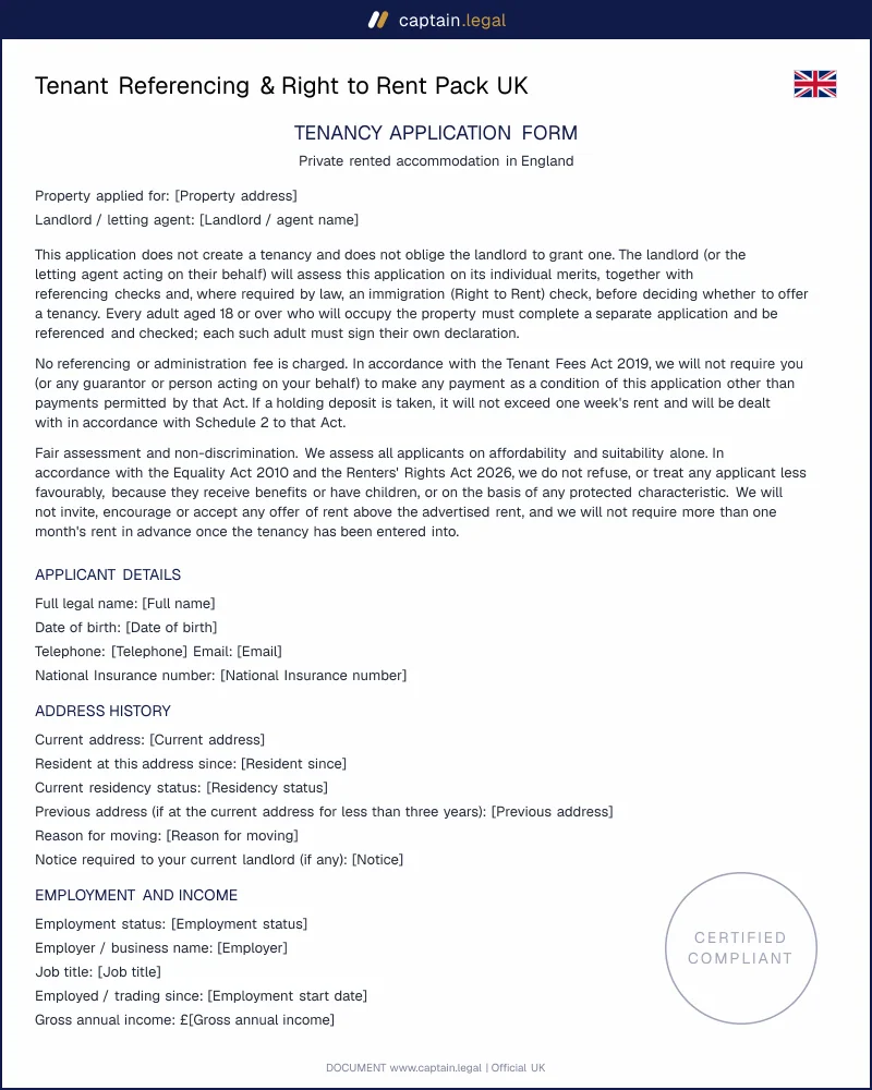 Right to Rent Pack UK | Immigration Act 2014 Compliant