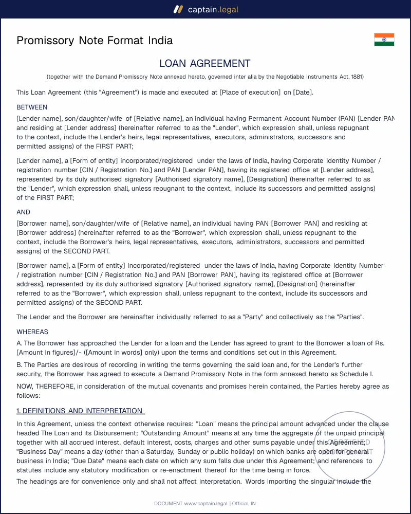 Promissory Note India: Section 4 NI Act 1881