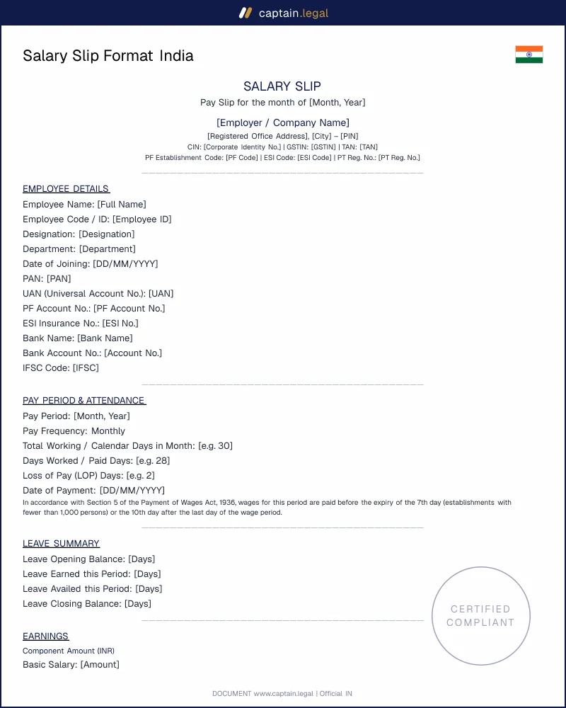 Salary Slip Format India: Section 33 Code on Wages