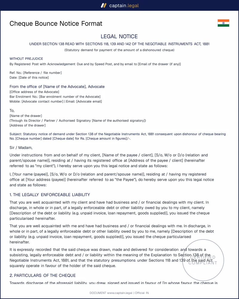 Cheque Bounce Notice: Get the 30-Day Deadline Right