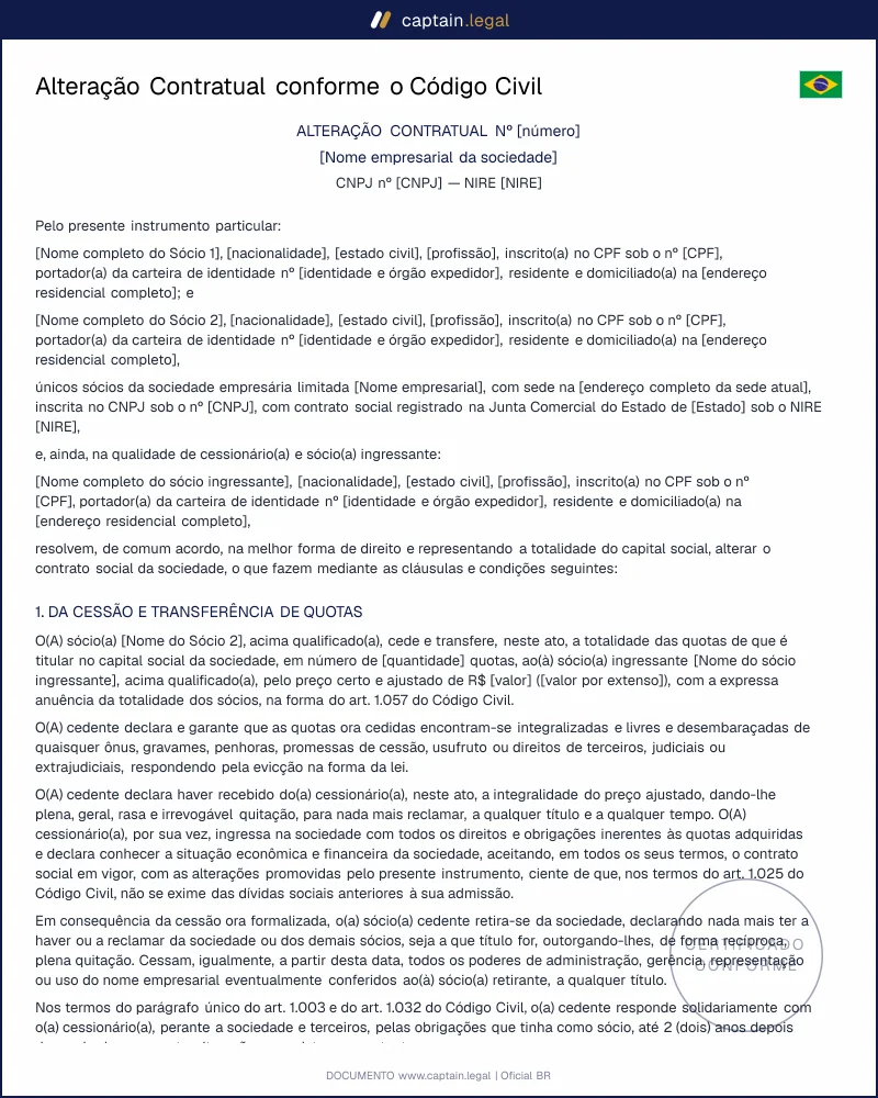 Alteração Contratual conforme o Código Civil e a IN DREI 81