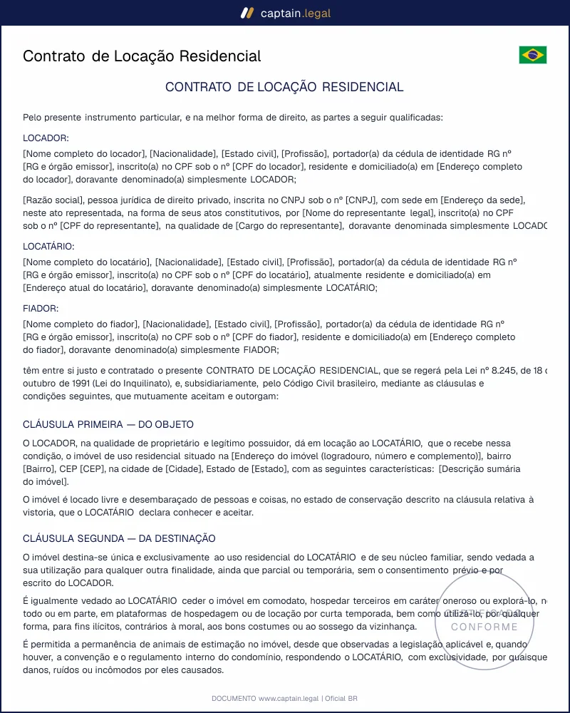 Contrato de Locação Residencial | Lei 8.245/1991