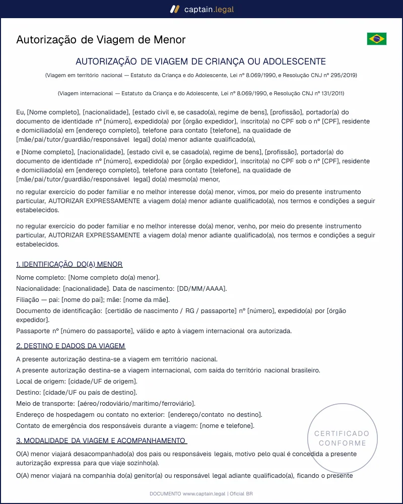 Autorização de Viagem de Menor (ECA e Resolução CNJ)