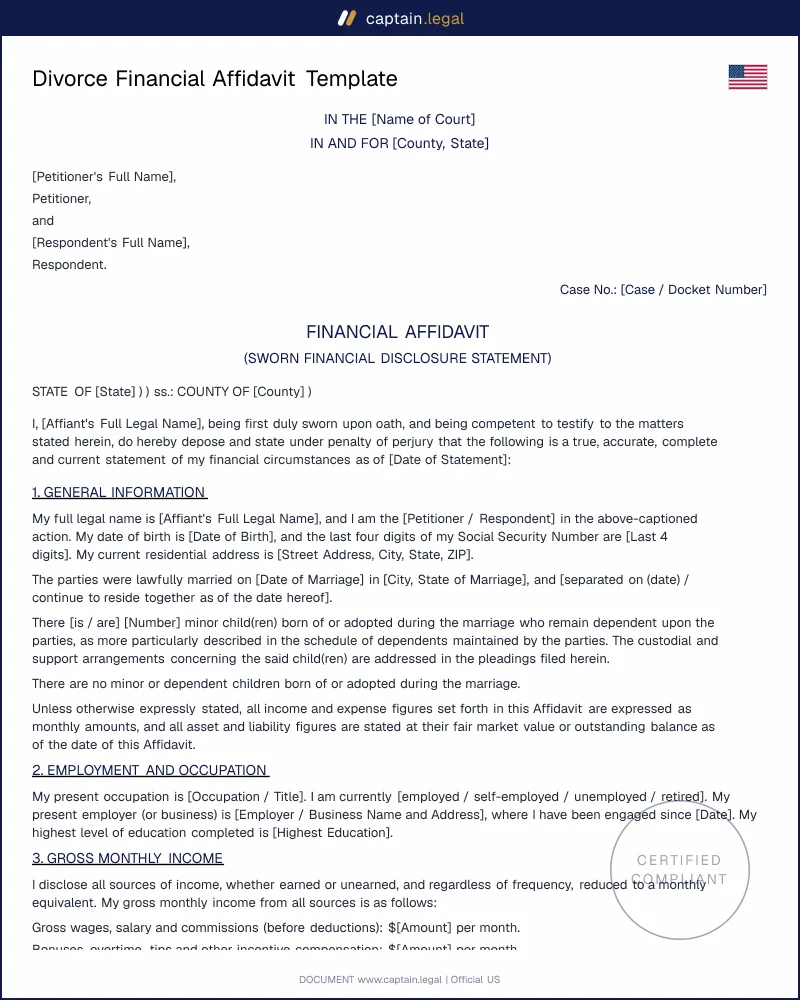 Financial Affidavit for Divorce: Sworn Disclosure Made Simple