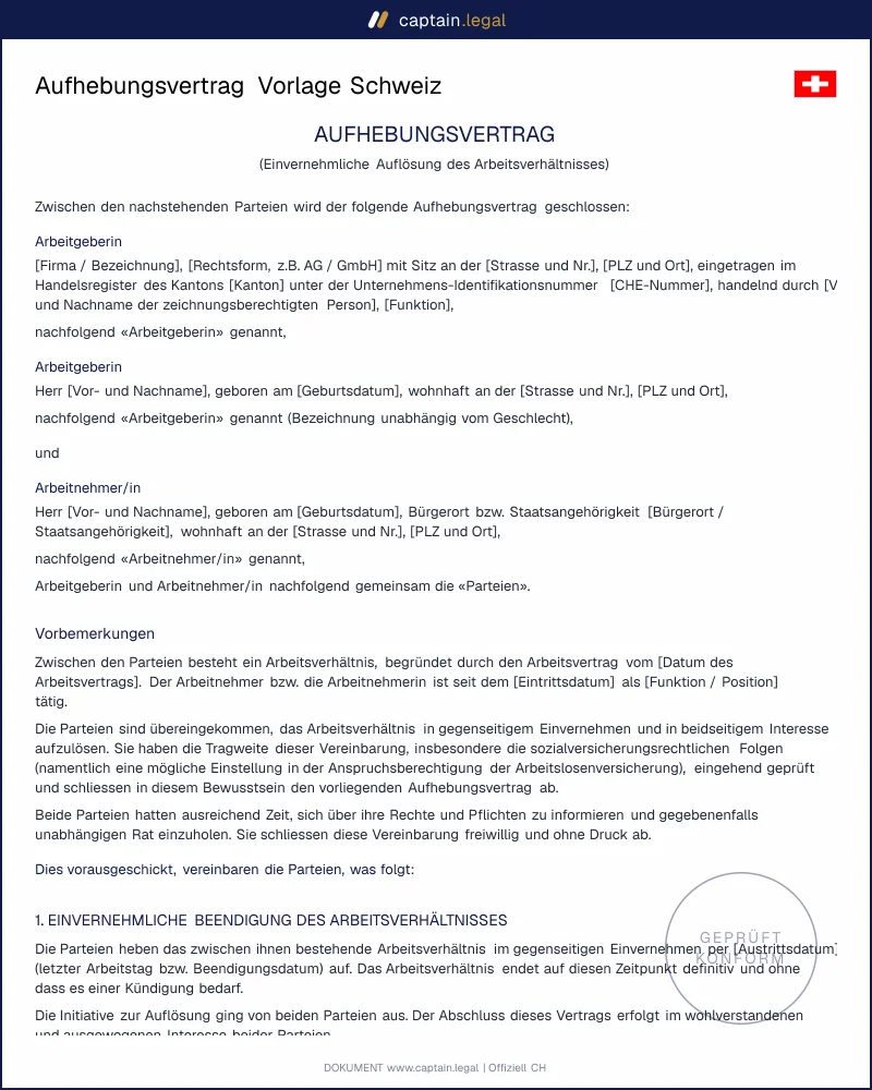 Aufhebungsvertrag nach Art. 341 OR: gültig trennen