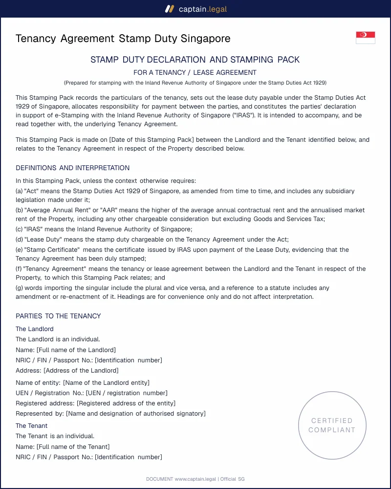 Tenancy Stamp Duty Singapore: Stamp Duties Act 1929