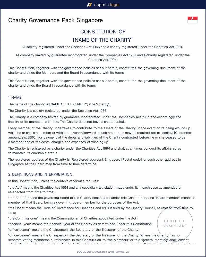 Charity Governance Pack: Charities Act 1994