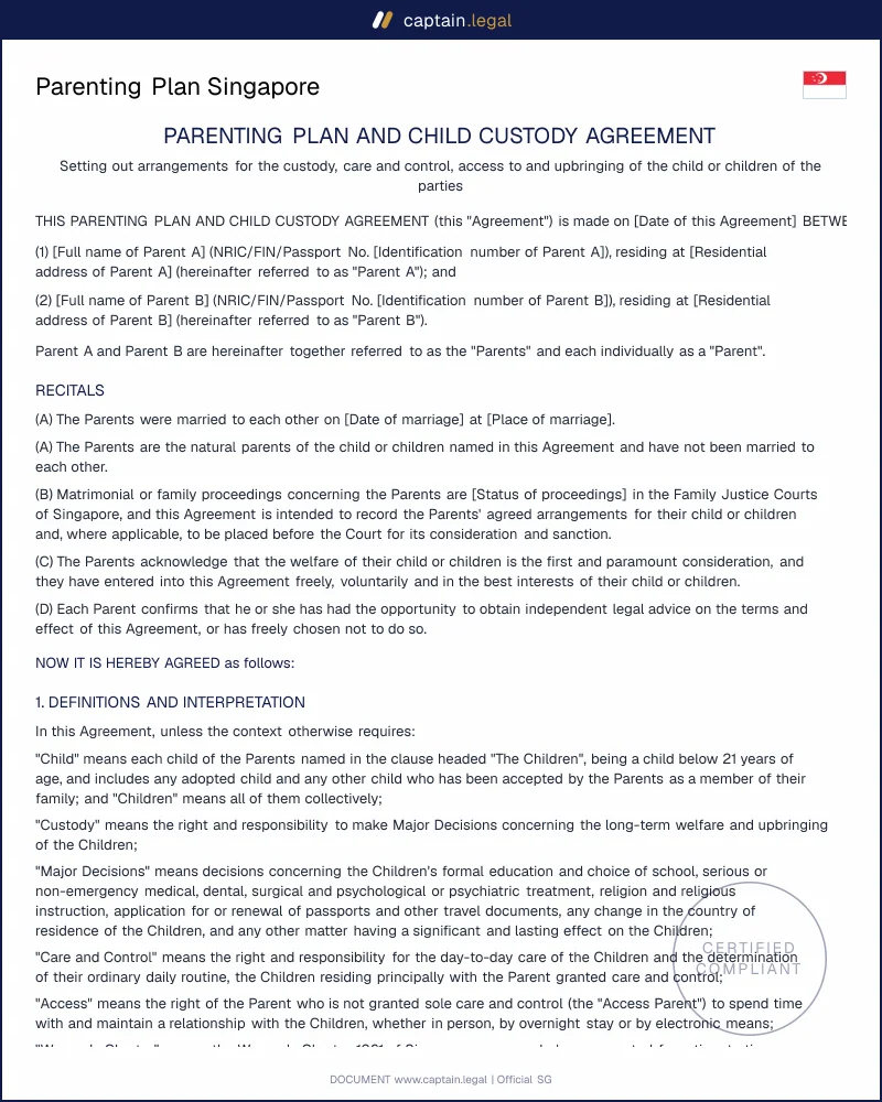 Singapore Parenting Plan: Women's Charter Ready
