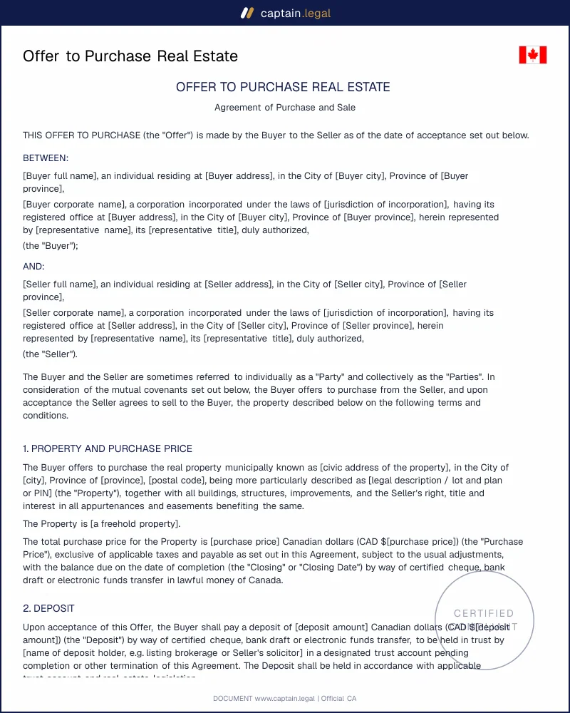 Offer to Purchase Real Estate Under the Statute of Frauds