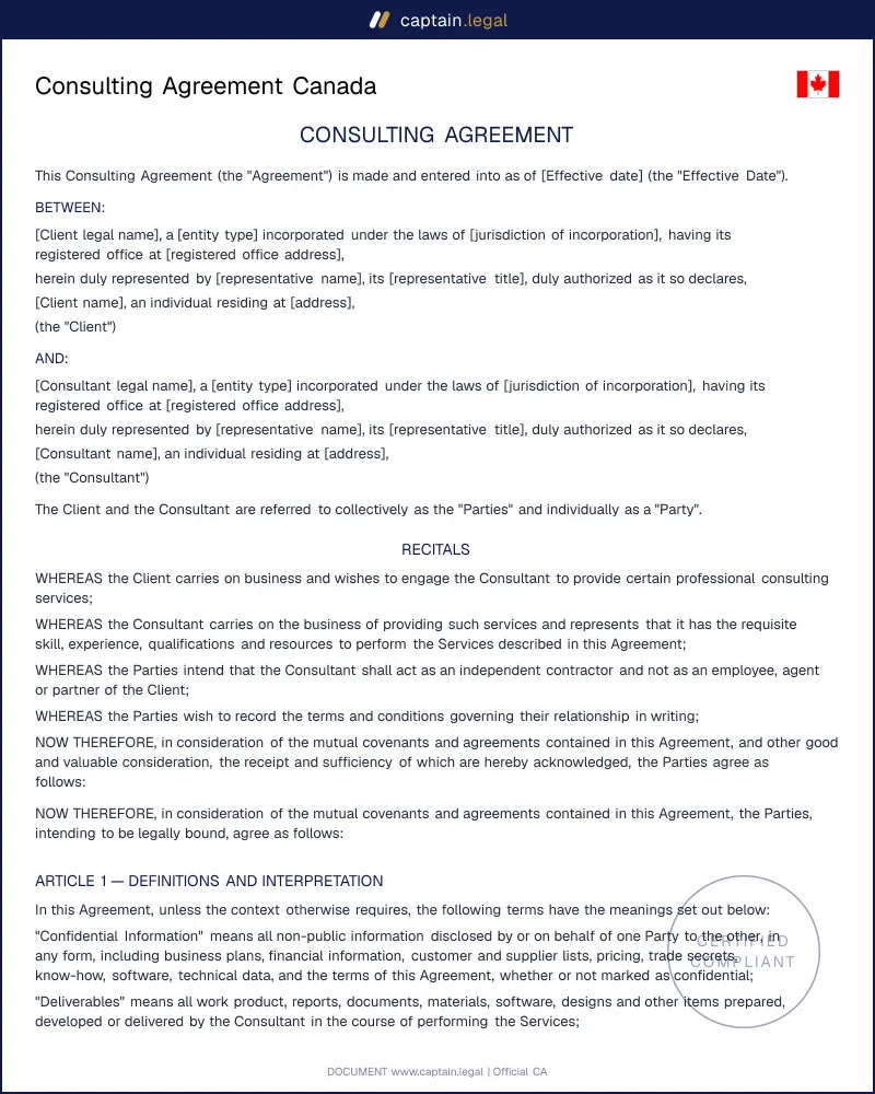 Consulting Agreement Canada | Sagaz & Copyright Act