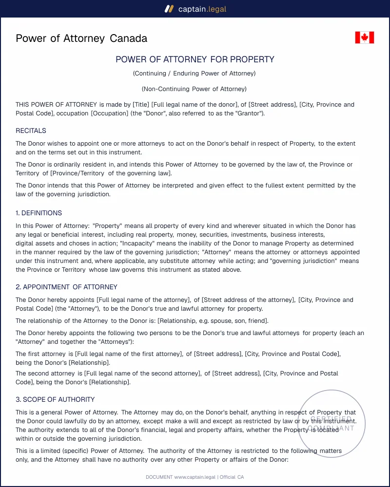 Power of Attorney Canada | Substitute Decisions Act