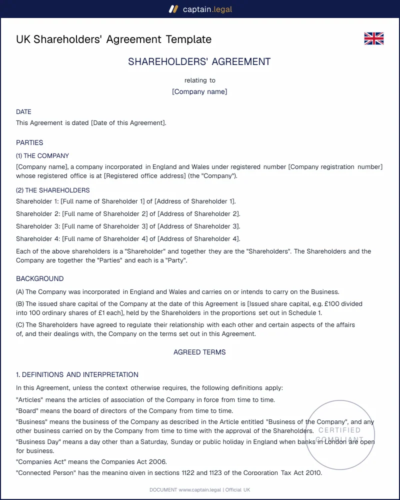 UK Shareholders' Agreement | Companies Act 2006 s.561