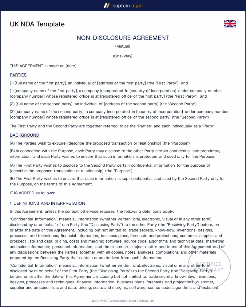UK Non-Disclosure Agreement | Coco v A.N. Clark Test
