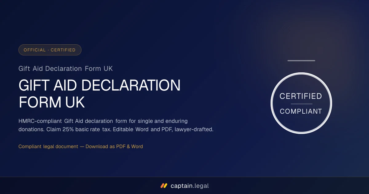 Gift Aid Declaration Form UK