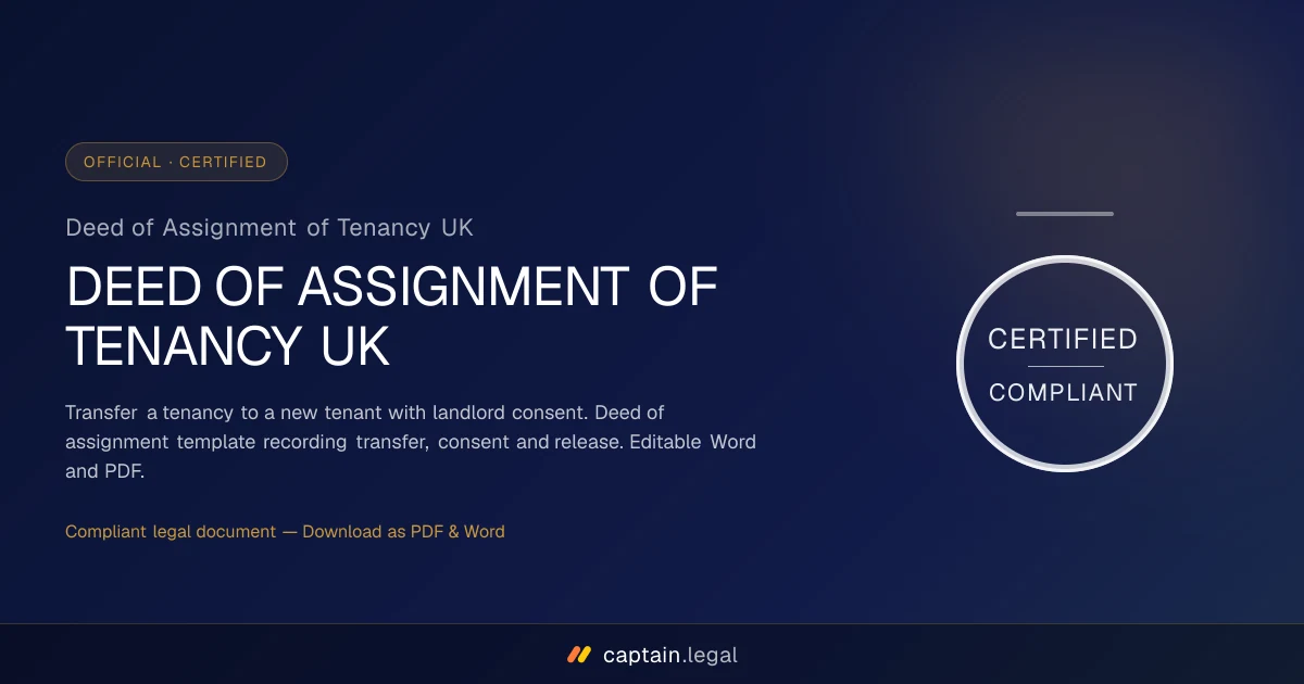 Deed of Assignment of Tenancy UK