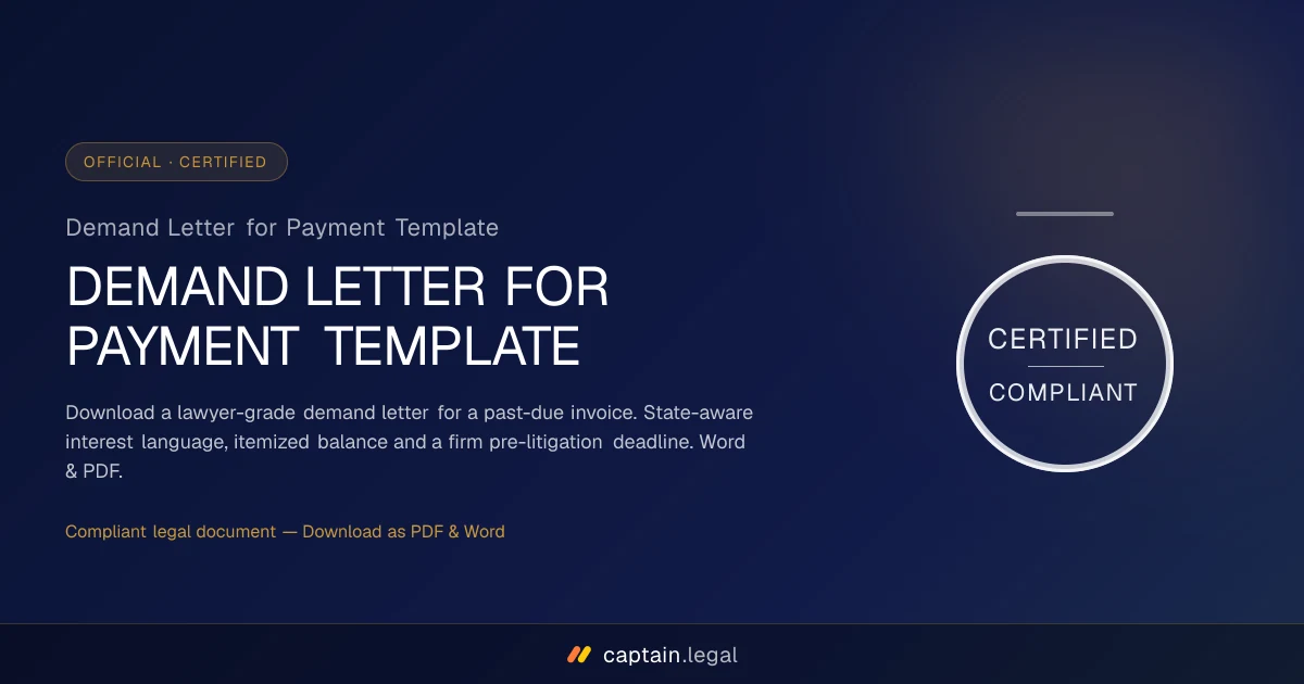 Demand Letter for Payment Template