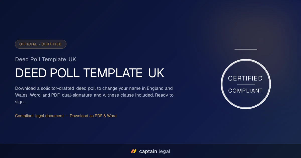 Deed Poll Template UK