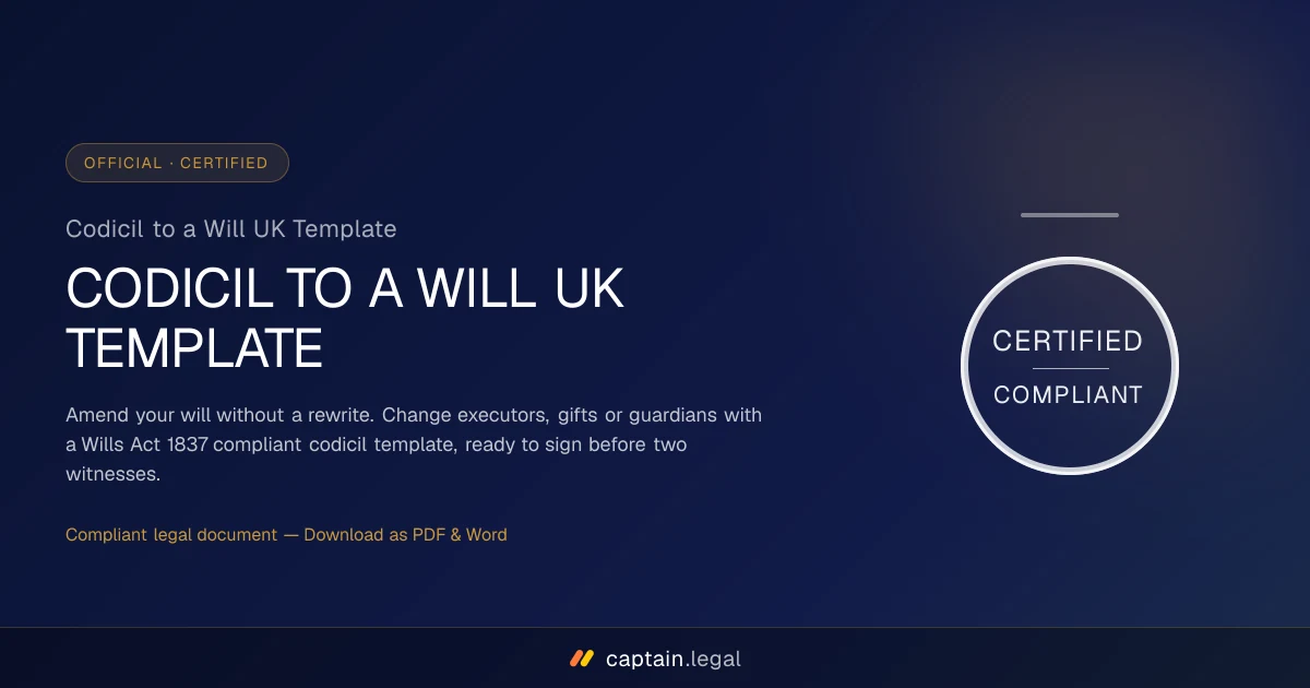 Codicil to a Will UK Template