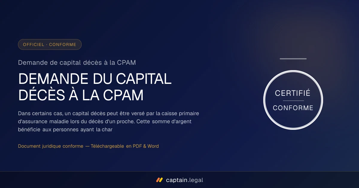Demande de capital décès à la CPAM