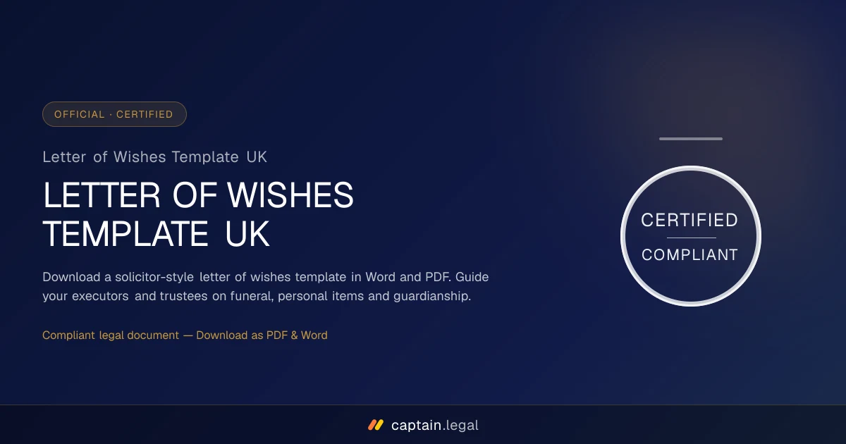 Letter of Wishes Template UK