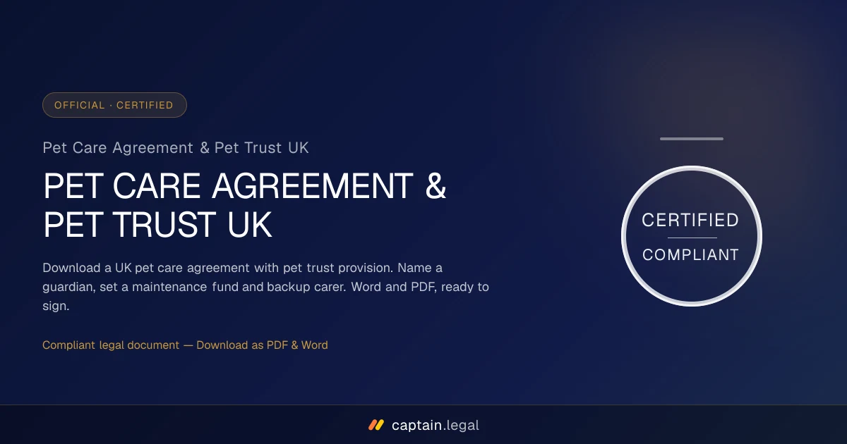 Pet Care Agreement & Pet Trust UK