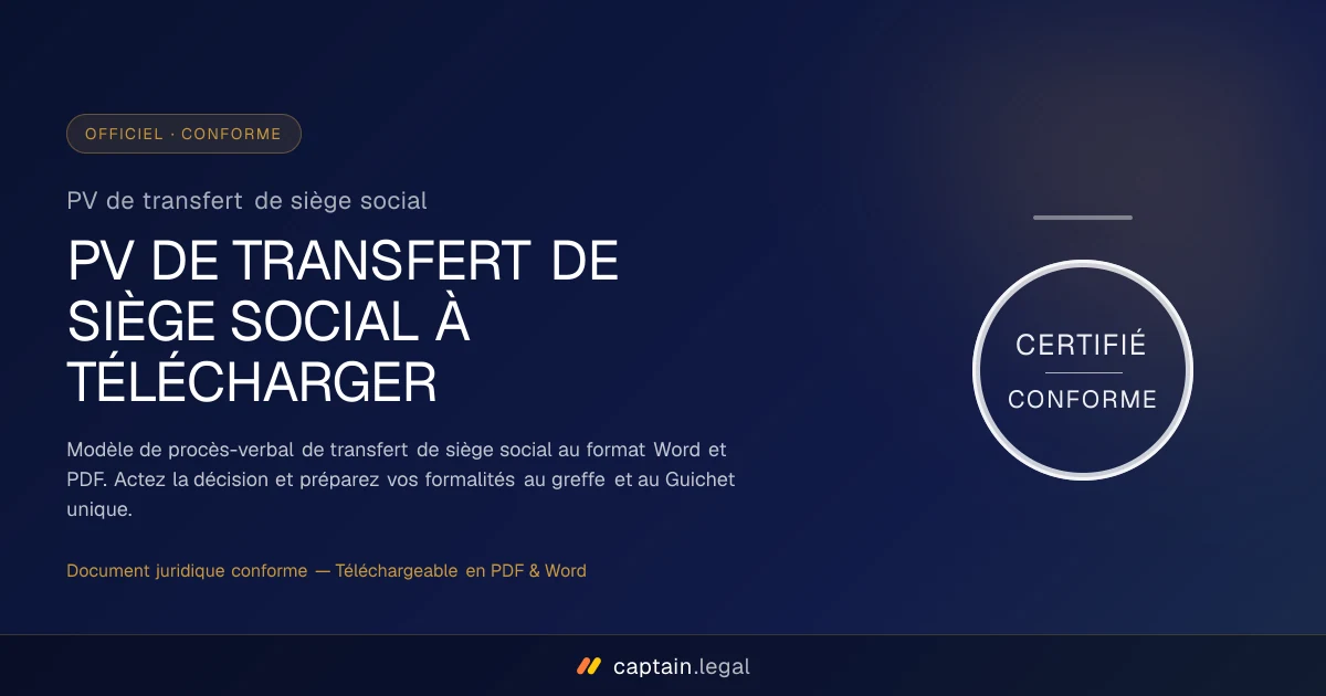 PV de transfert de siège social