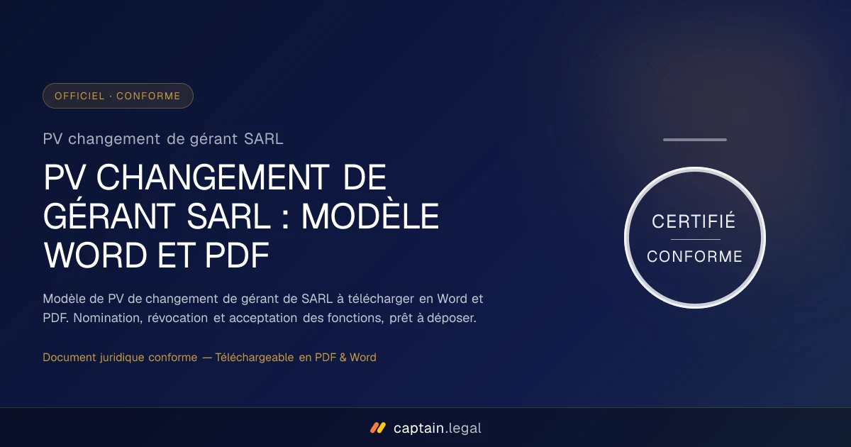 PV changement de gérant SARL