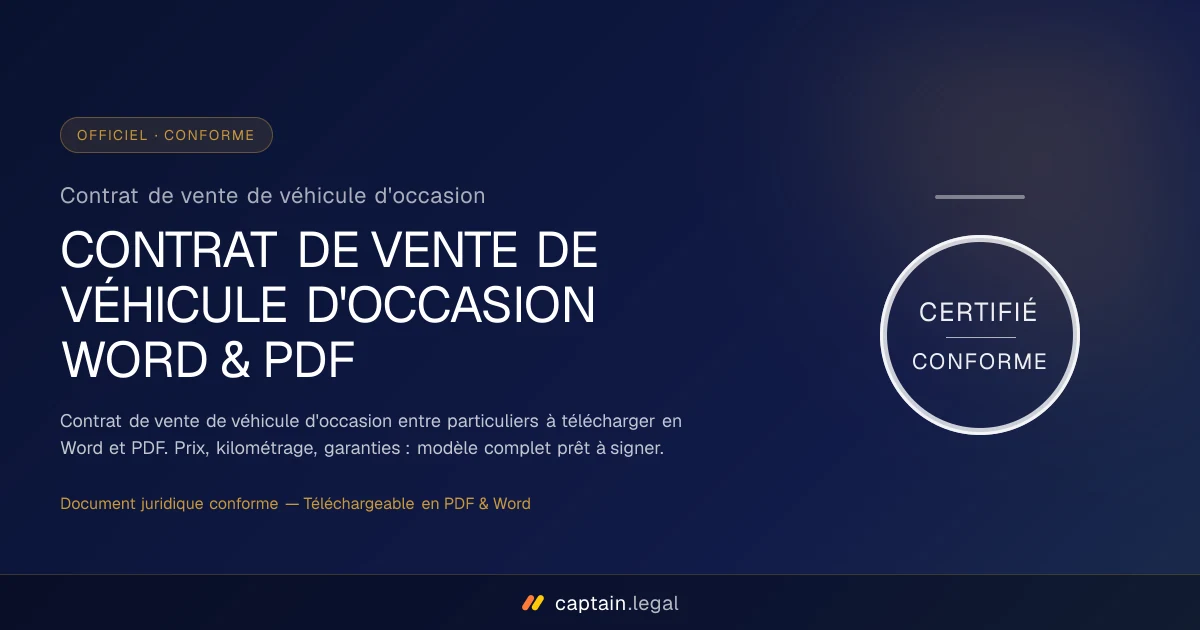 Contrat de vente de véhicule d'occasion