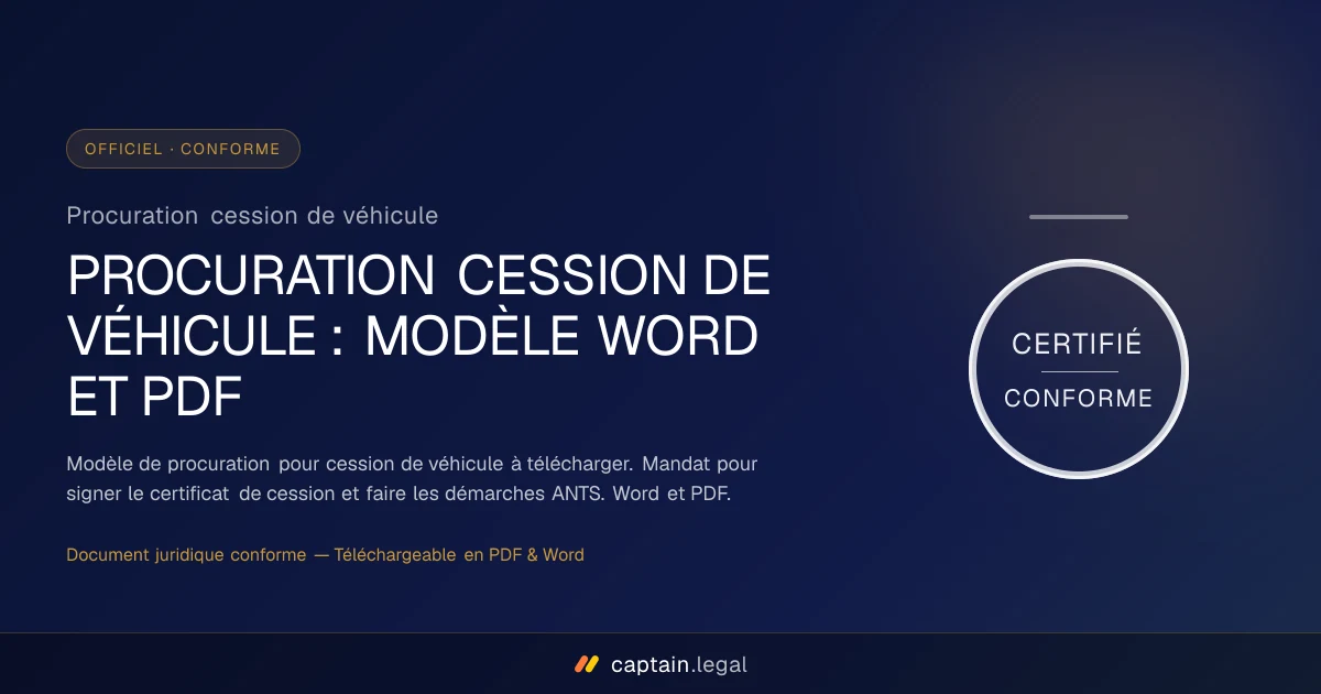 Procuration cession de véhicule