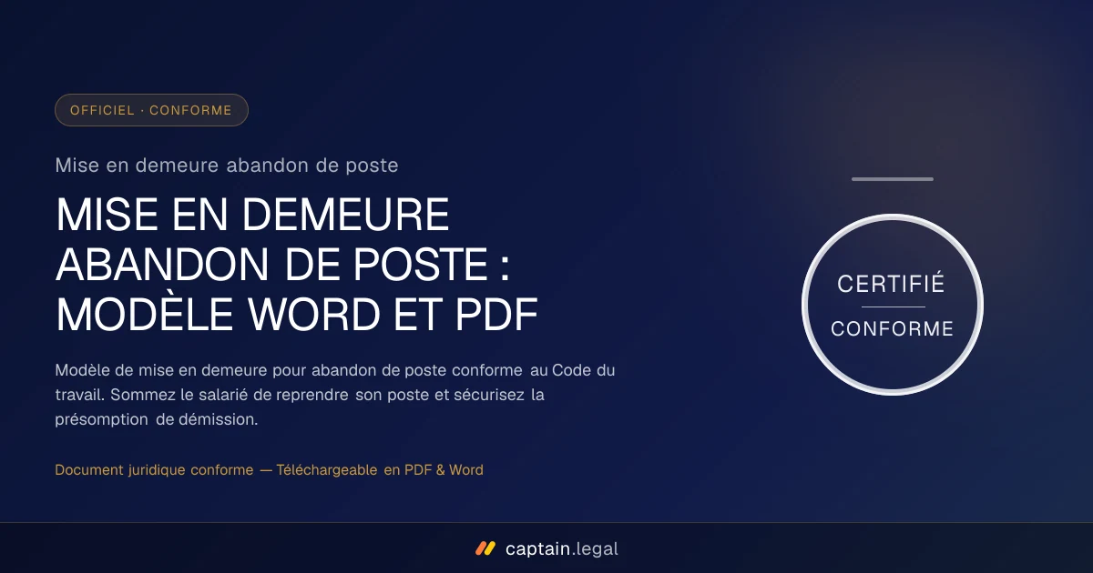 Mise en demeure abandon de poste