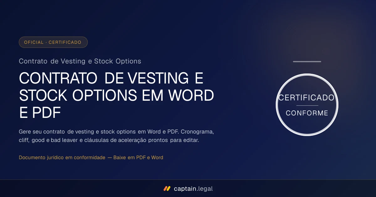 Contrato de Vesting e Stock Options