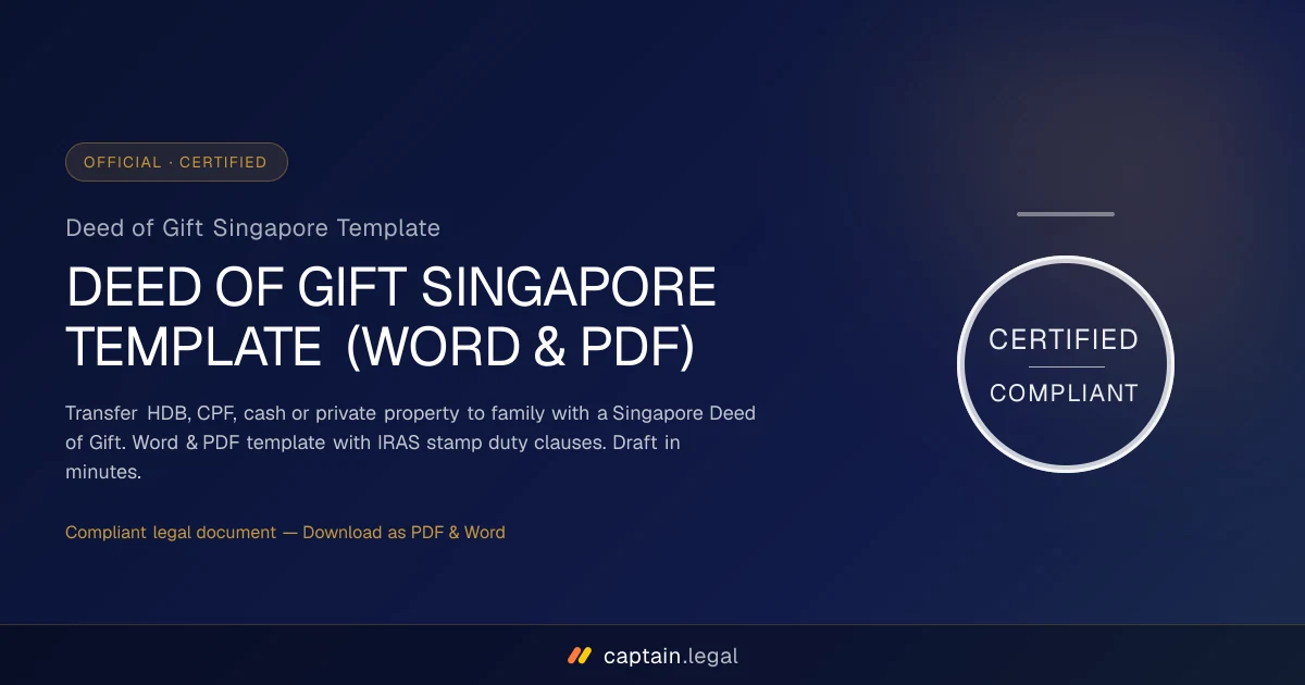 Deed of Gift Singapore Template