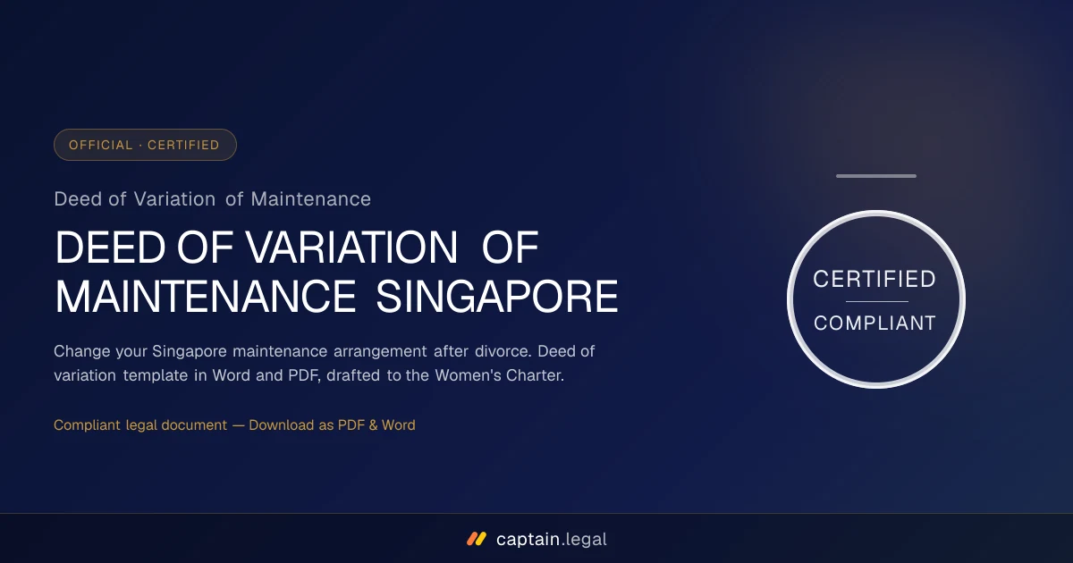 Deed of Variation of Maintenance