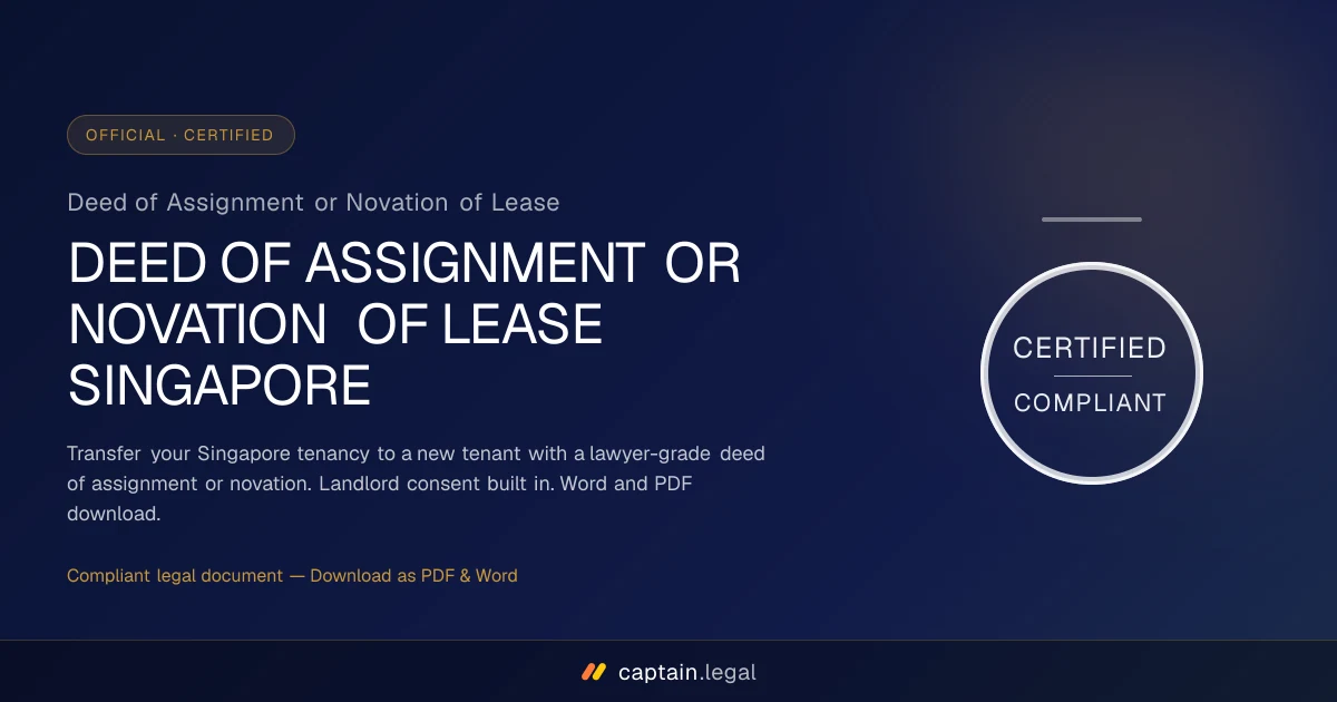 Deed of Assignment or Novation of Lease