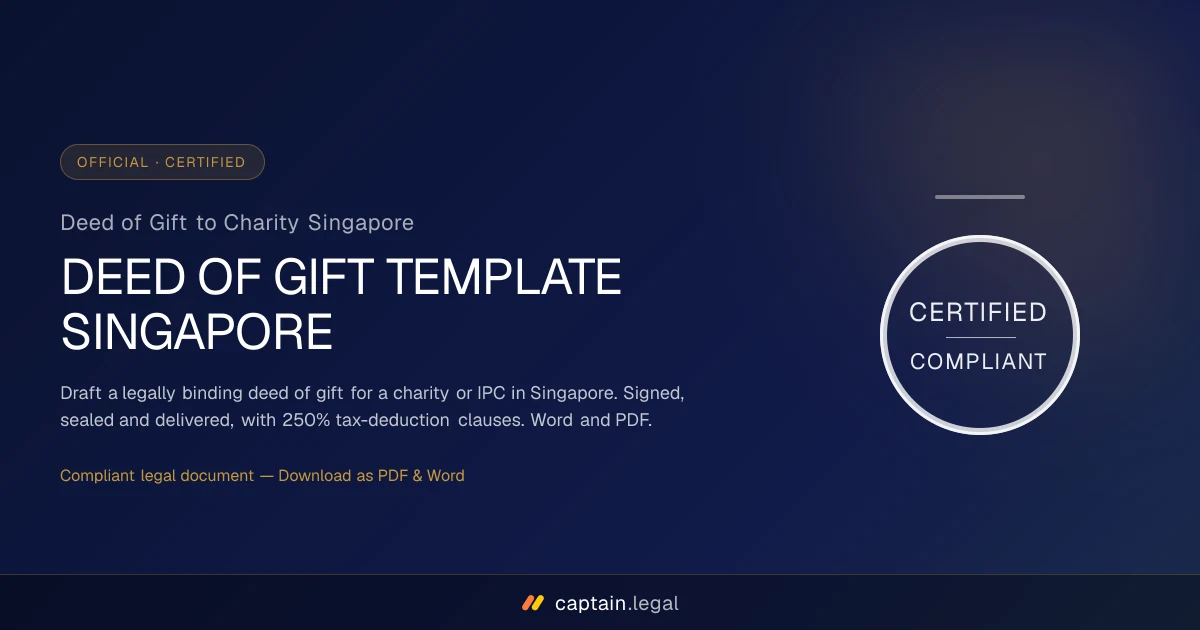 Deed of Gift to Charity Singapore