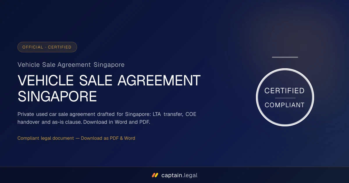 Vehicle Sale Agreement Singapore